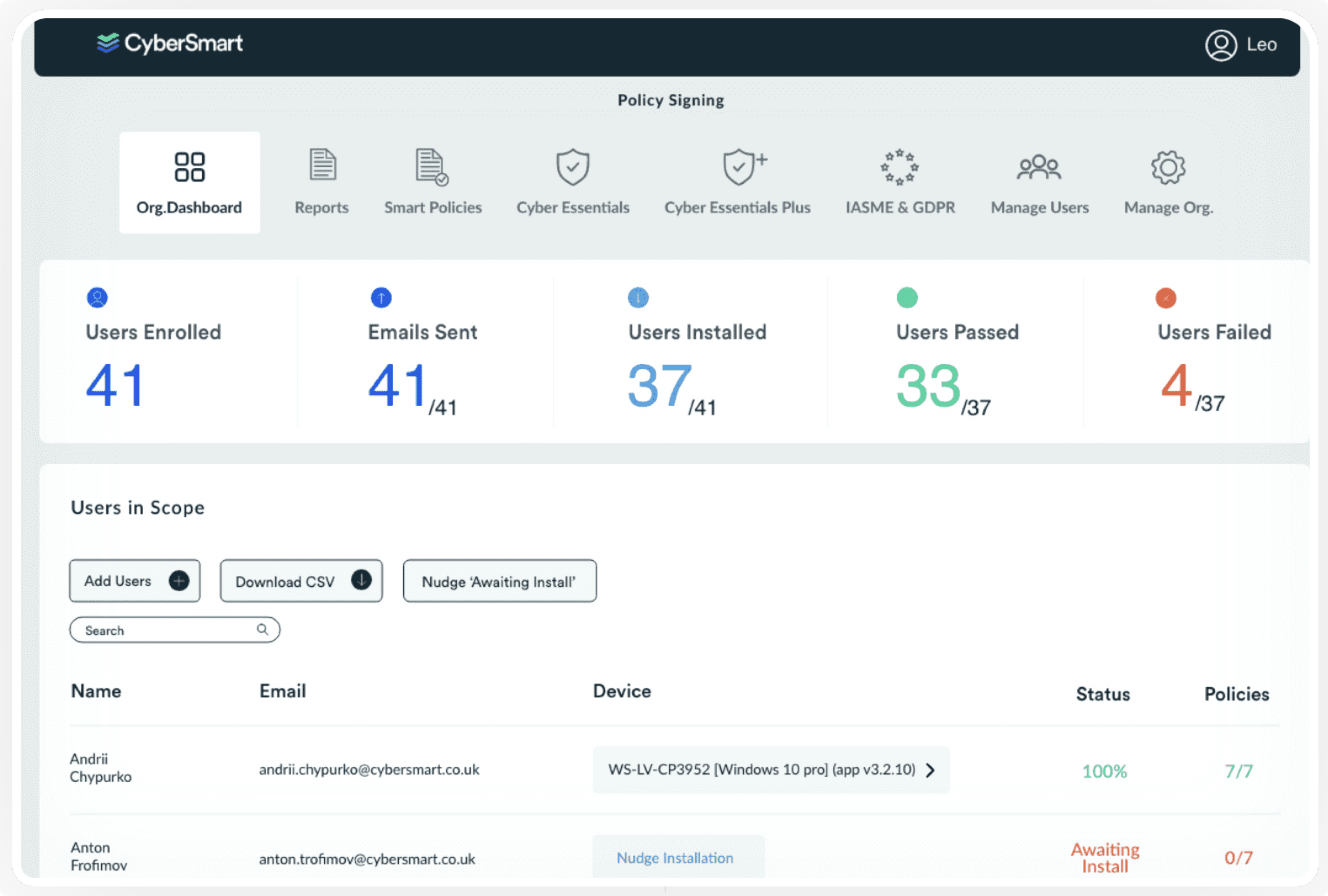 CyberSmart Dashboard